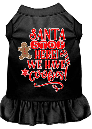 Christmas Pet Dog & Cat Dress Screen Printed, "Santa Stop Here, We Have Cookies"-5