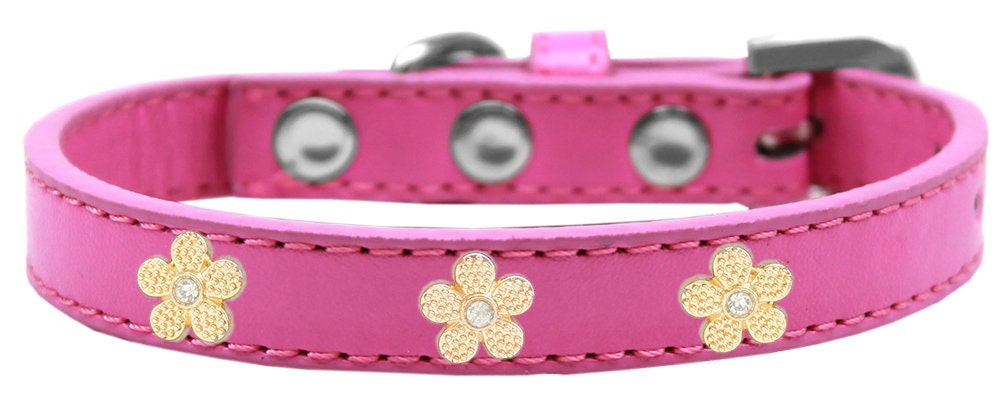 Dog, Puppy & Pet Widget Collar, "Gold Flower"-6