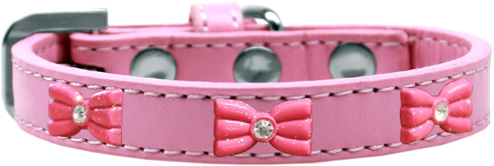 Dog, Puppy & Pet Widget Fashion Collar, "Pink Glitter Bow"-7