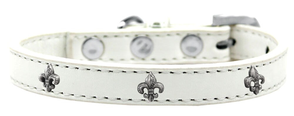 Dog, Puppy & Pet Widget Fashion Collar, "Silver Fleur De Lis"-9