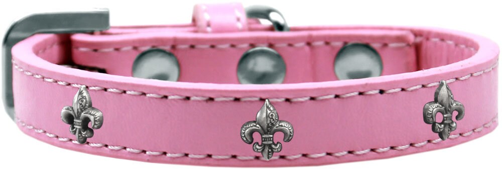 Dog, Puppy & Pet Widget Fashion Collar, "Silver Fleur De Lis"-6