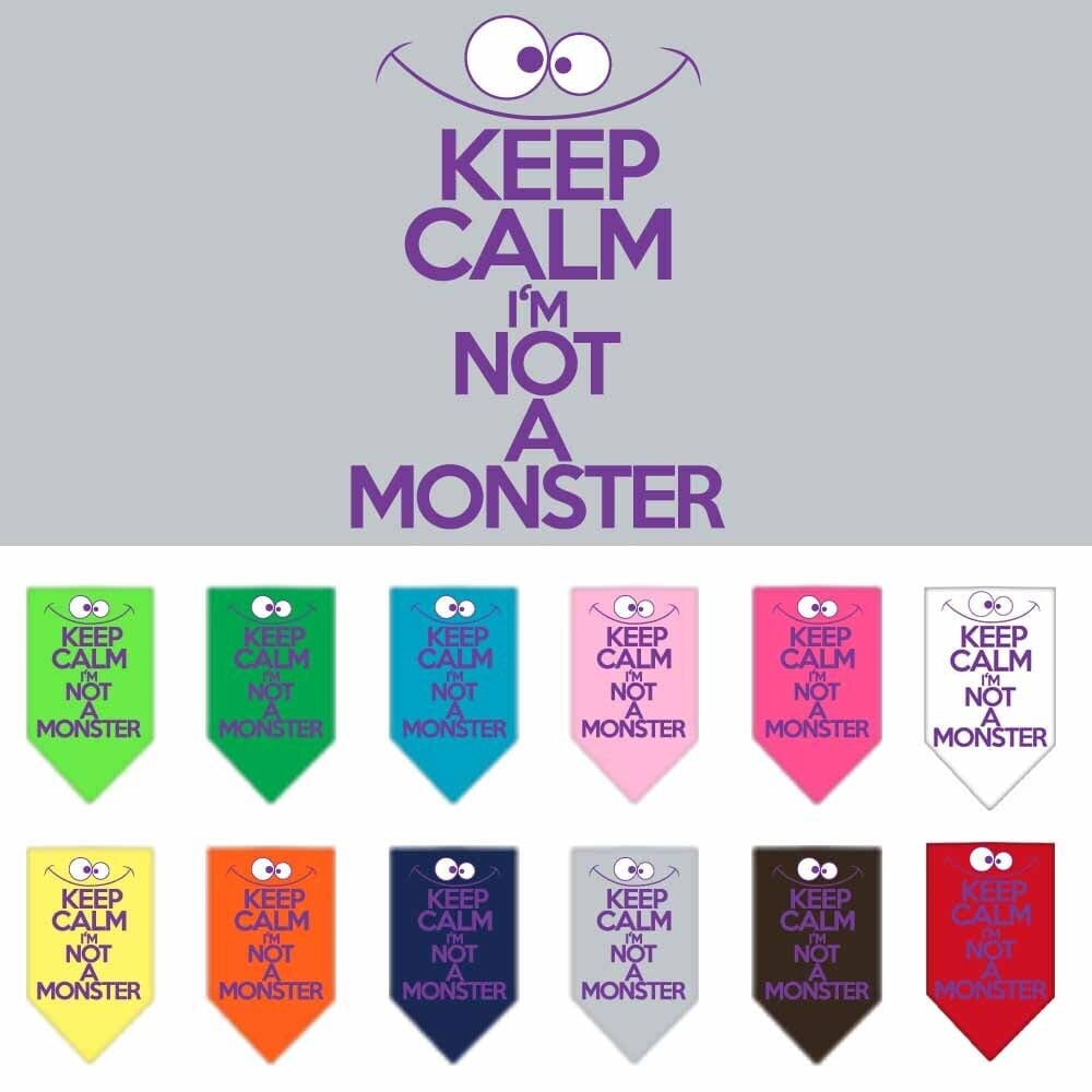 Pet and Dog Bandana Screen Printed, "Keep Calm, I'm Not A Monster"-0