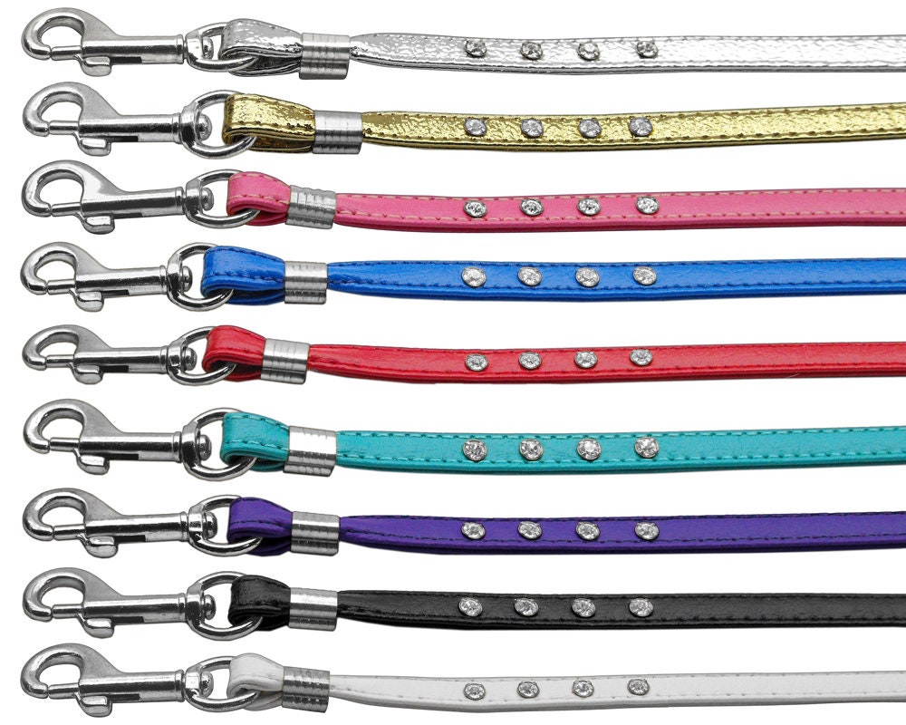 Dog, Puppy & Pet Leash, "Clear Crystal Rhinestones" (Available with Gold or Silver hardware)-2