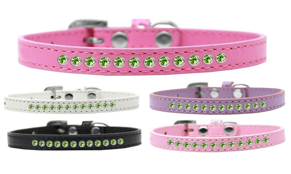 Dog, Puppy & Pet Fashion Collar, "Lime Green Crystal Rimsets"-0