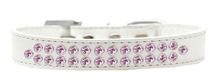 Dog, Puppy & Pet Fashion  Collar, "Two Row Light Pink Crystal Rimsets"-6