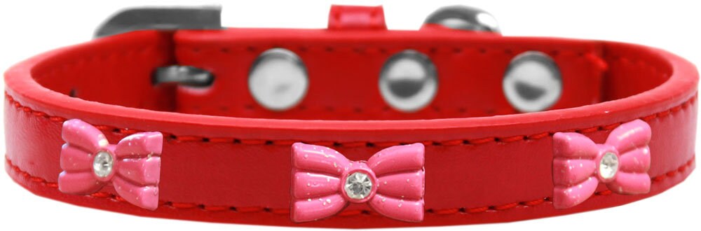 Dog, Puppy & Pet Widget Fashion Collar, "Pink Glitter Bow"-8