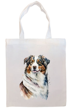 Canvas Tote Bag, Zippered With Handles & Inner Pocket, "Australian Shepherd"-3