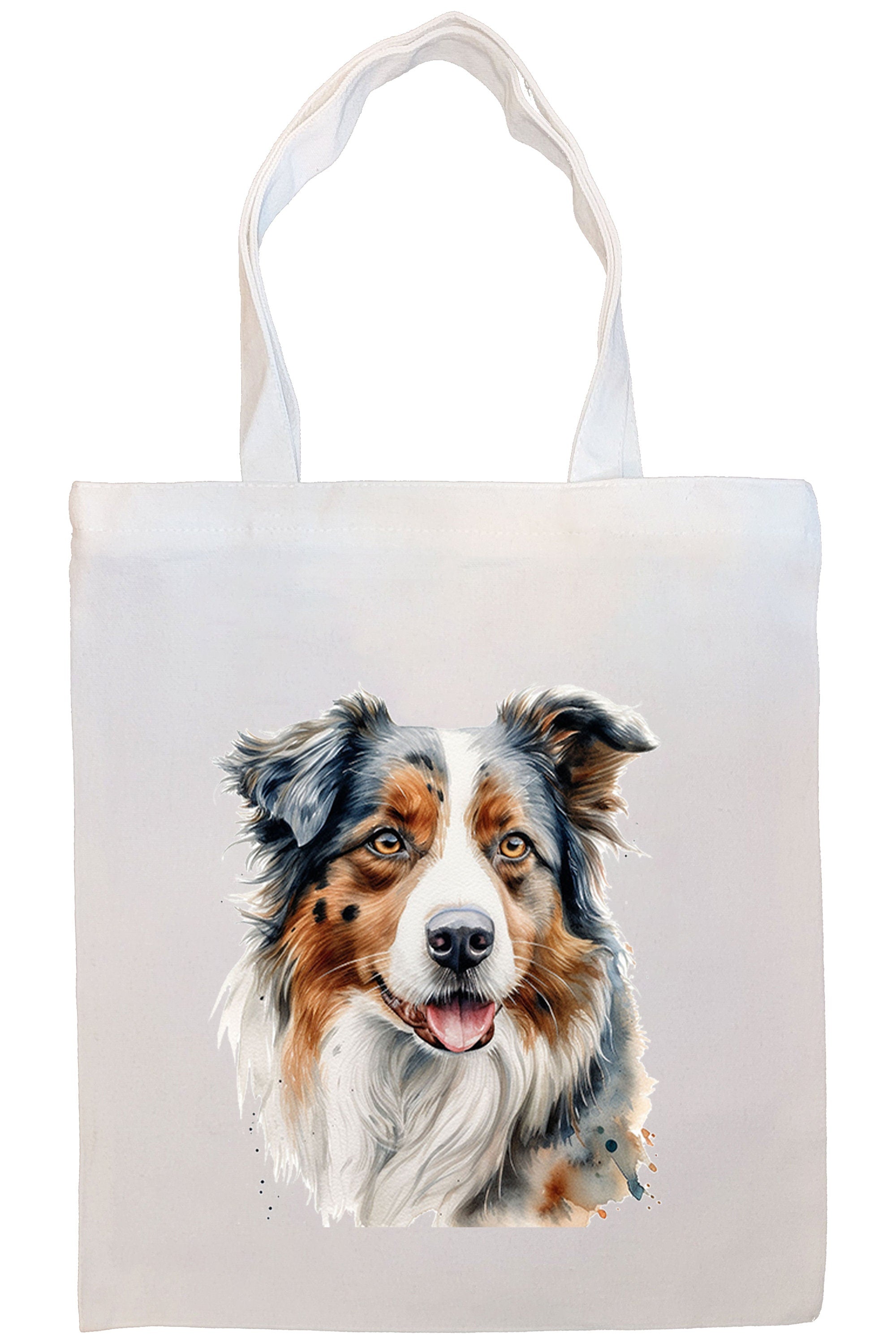 Canvas Tote Bag, Zippered With Handles & Inner Pocket, "Australian Shepherd"-4