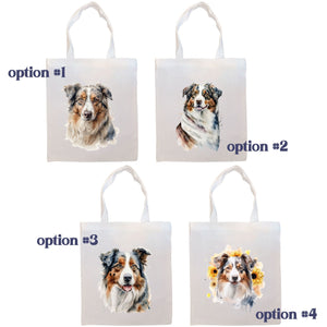 Canvas Tote Bag, Zippered With Handles & Inner Pocket, "Australian Shepherd"-1