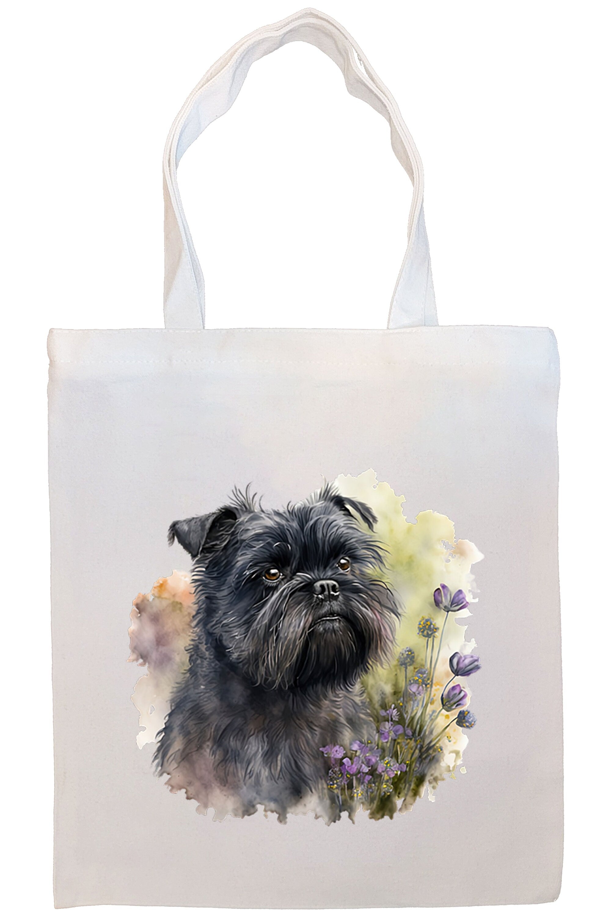 Canvas Tote Bag, Zippered With Handles & Inner Pocket, "Affenpinscher"-2