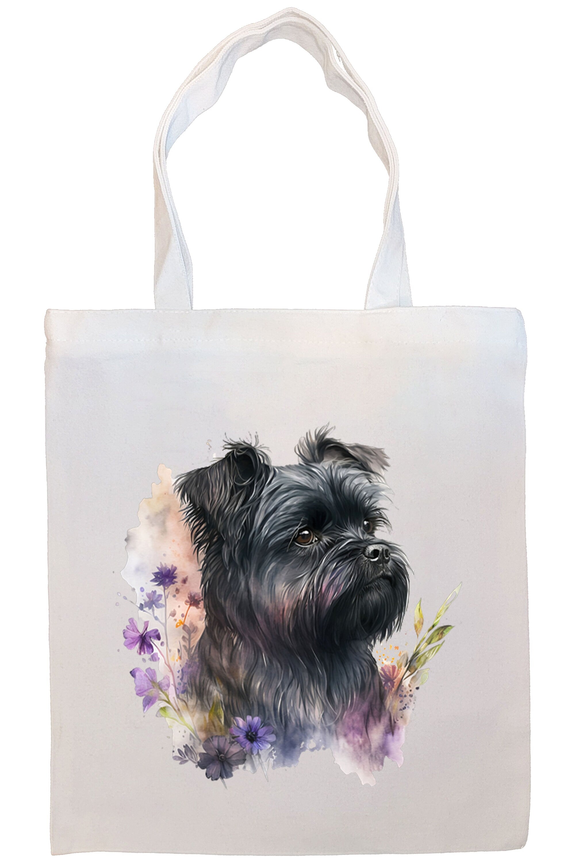 Canvas Tote Bag, Zippered With Handles & Inner Pocket, "Affenpinscher"-4