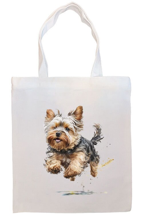 Canvas Tote Bag, Zippered With Handles & Inner Pocket, "Yorkie"-4