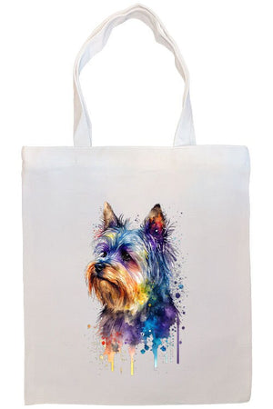 Canvas Tote Bag, Zippered With Handles & Inner Pocket, "Yorkie"-3