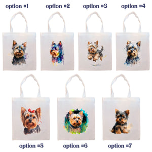 Canvas Tote Bag, Zippered With Handles & Inner Pocket, "Yorkie"-1