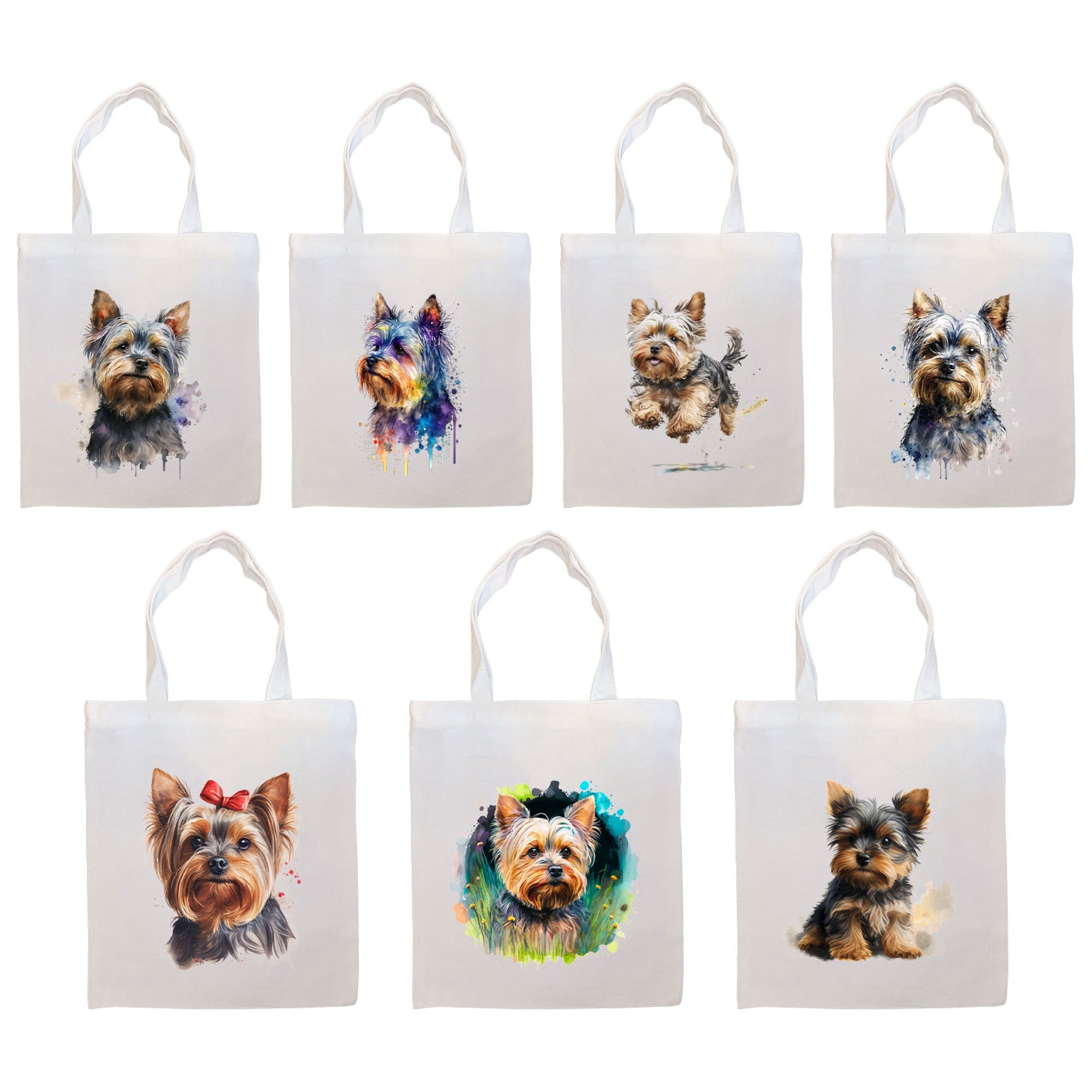 Canvas Tote Bag, Zippered With Handles & Inner Pocket, "Yorkie"-0