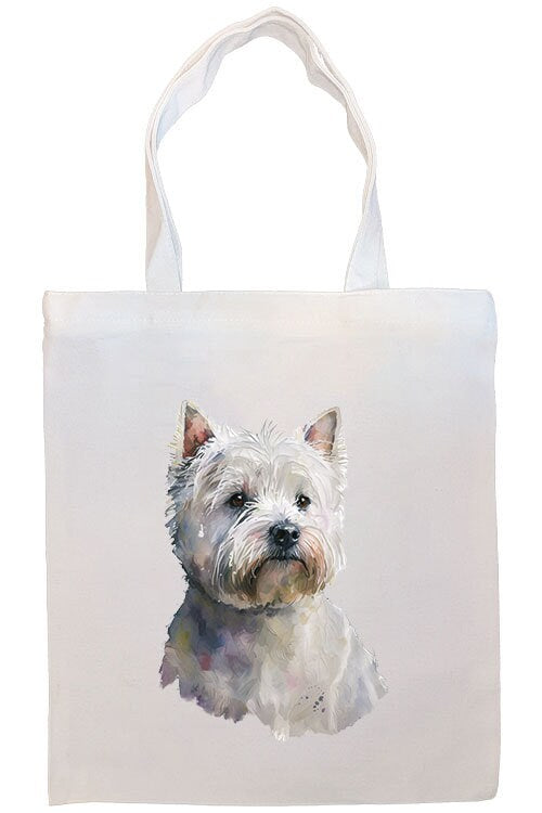 Canvas Tote Bag, Zippered With Handles & Inner Pocket, "Westie"-2