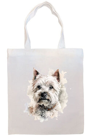 Canvas Tote Bag, Zippered With Handles & Inner Pocket, "Westie"-4