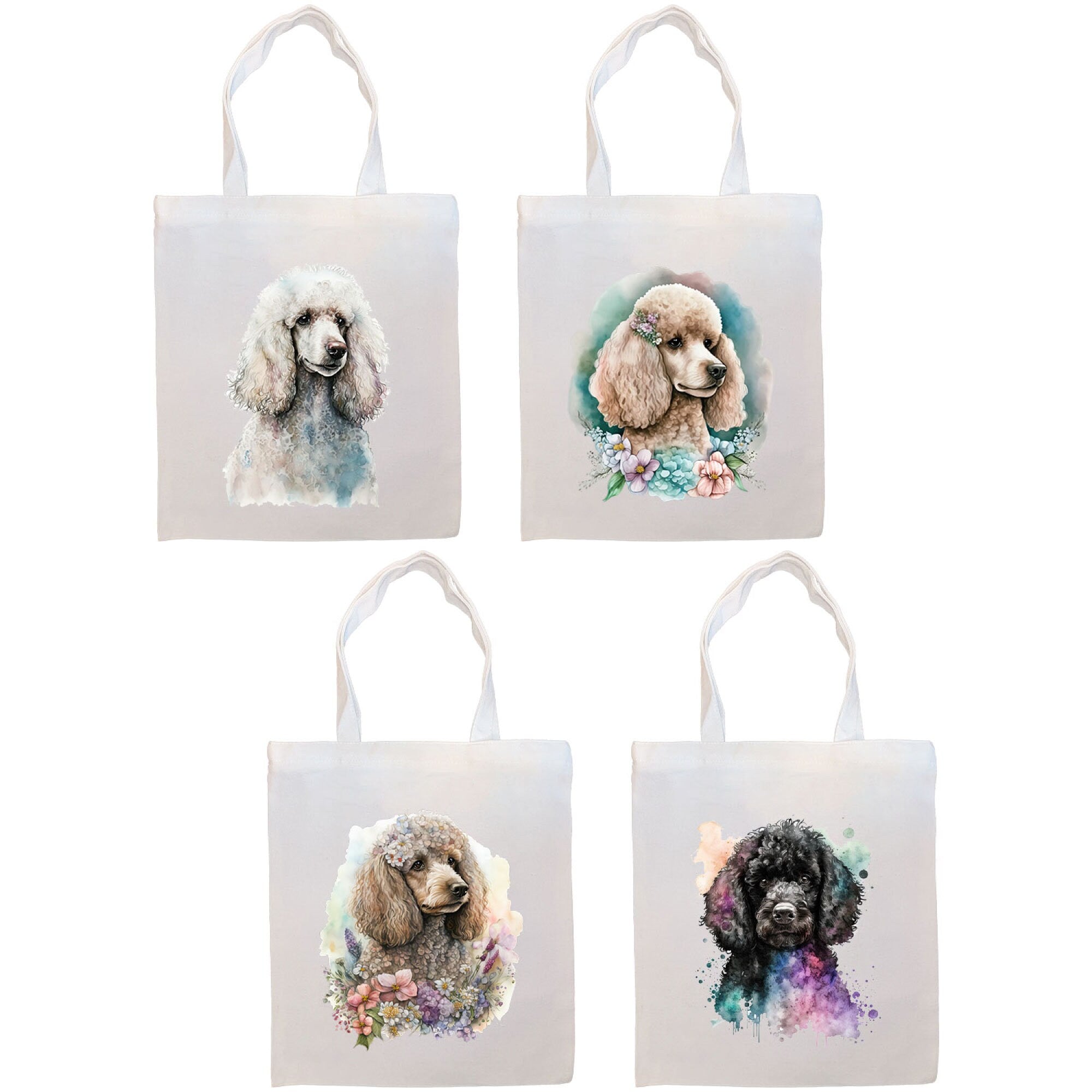 Canvas Tote Bag, Zippered With Handles & Inner Pocket, "Toy Poodle"-0