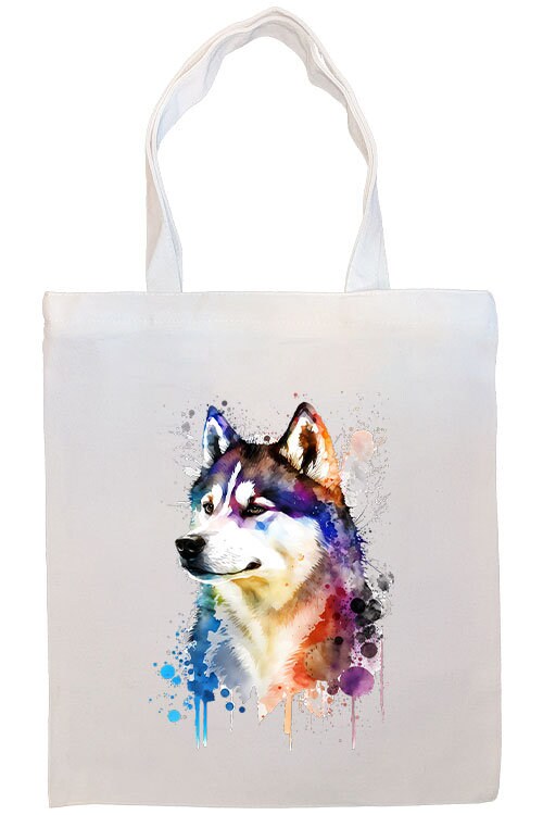 Canvas Tote Bag, Zippered With Handles & Inner Pocket, "Siberian Husky"-2