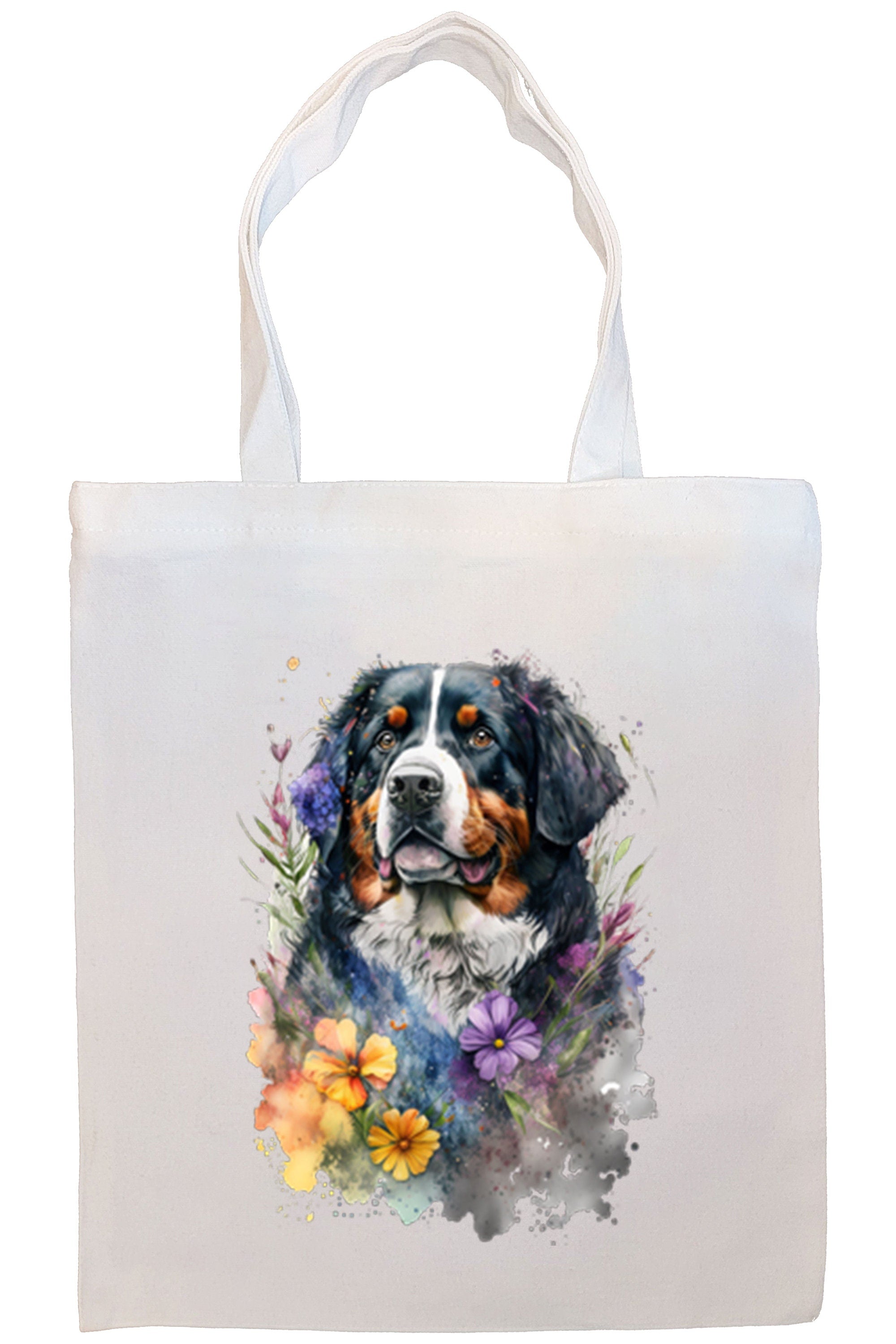 Canvas Tote Bag, Zippered With Handles & Inner Pocket, "Bernese Mountain Dog"-2