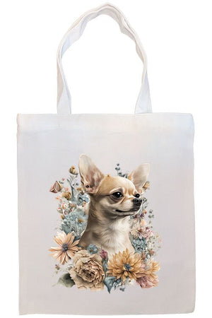 Canvas Tote Bag, Zippered With Handles & Inner Pocket, "Chihuahua"-4