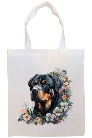 Canvas Tote Bag, Zippered With Handles & Inner Pocket, "Rottweiler"-4