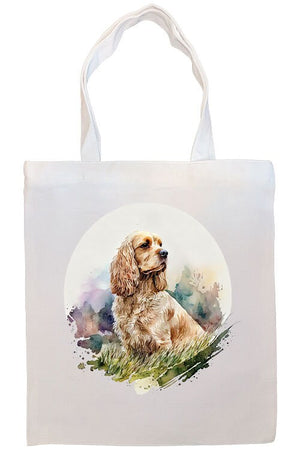 Canvas Tote Bag, Zippered With Handles & Inner Pocket, "Cocker Spaniel"-3