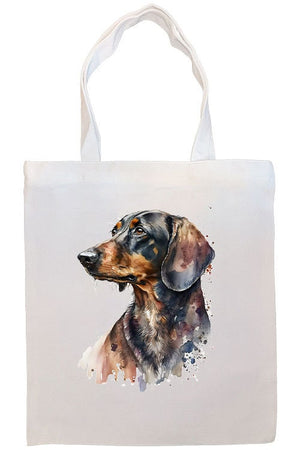 Canvas Tote Bag, Zippered With Handles & Inner Pocket, "Dachshund"-3