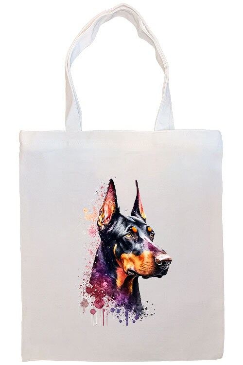 Canvas Tote Bag, Zippered With Handles & Inner Pocket, "Doberman"-3