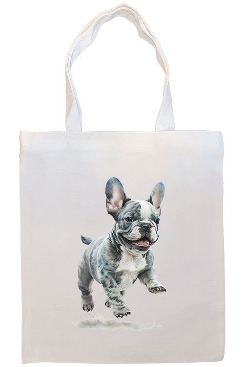 Canvas Tote Bag, Zippered With Handles & Inner Pocket, "Frenchie"-4