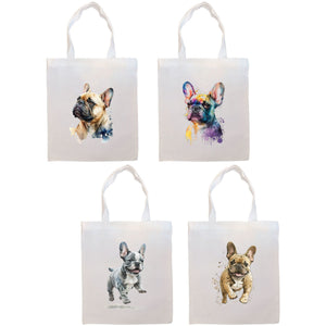 Canvas Tote Bag, Zippered With Handles & Inner Pocket, "Frenchie"-0