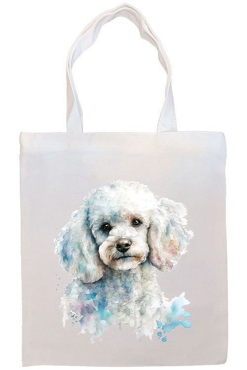 Canvas Tote Bag, Zippered With Handles & Inner Pocket, "Poodle"-4