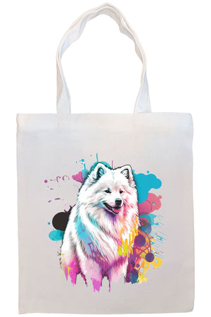 Canvas Tote Bag, Zippered With Handles & Inner Pocket, "Samoyed"-2