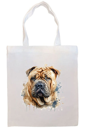 Canvas Tote Bag, Zippered With Handles & Inner Pocket, "Shar-Pei"-3