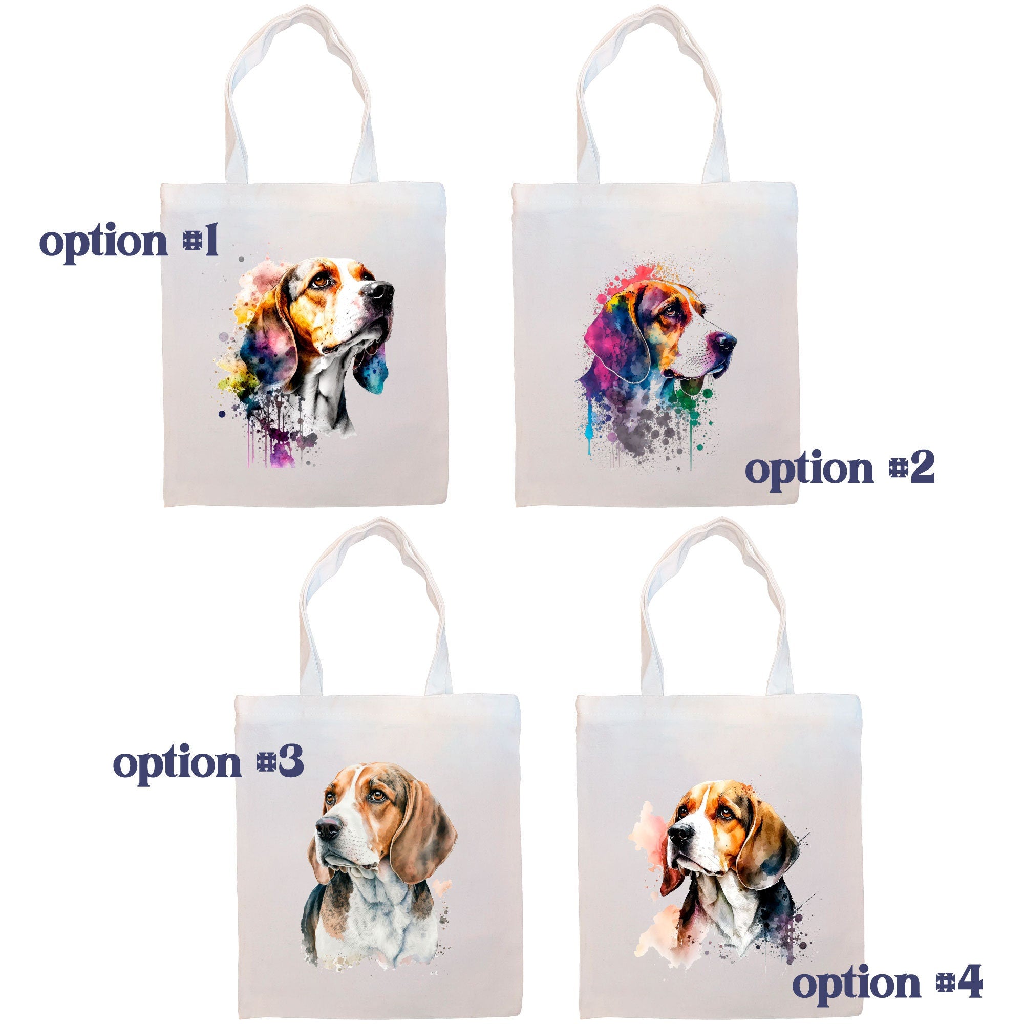 Canvas Tote Bag, Zippered With Handles & Inner Pocket, "Beagle"-1