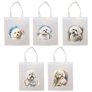 Canvas Tote Bag, Zippered With Handles & Inner Pocket, "Bichon Frise"-0