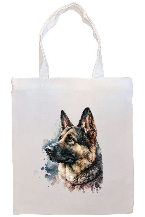 Canvas Tote Bag, Zippered With Handles & Inner Pocket, "German Shepherd"-2