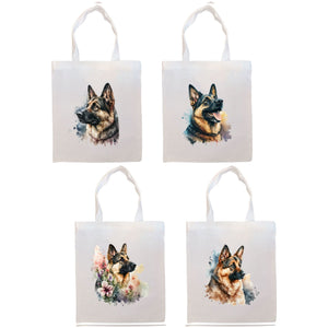 Canvas Tote Bag, Zippered With Handles & Inner Pocket, "German Shepherd"-0