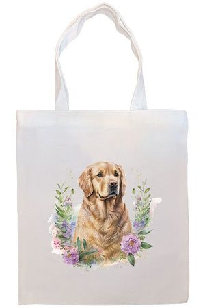 Canvas Tote Bag, Zippered With Handles & Inner Pocket, "Golden Retriever"-4