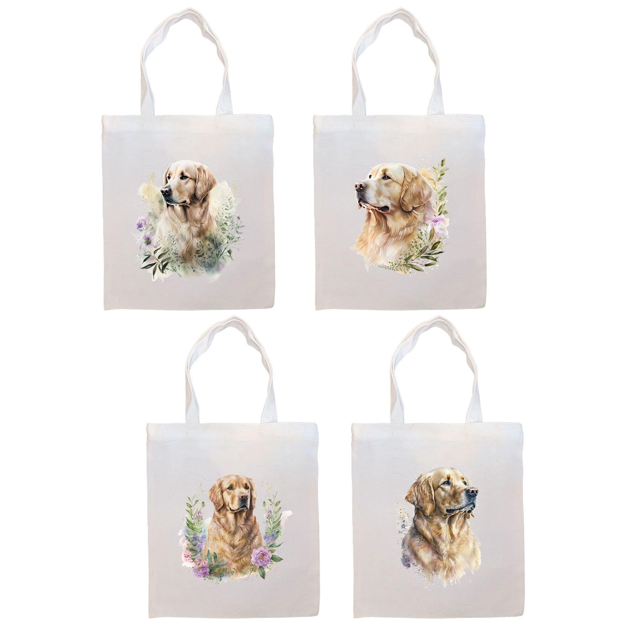 Canvas Tote Bag, Zippered With Handles & Inner Pocket, "Golden Retriever"-0