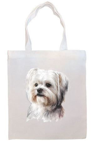 Canvas Tote Bag, Zippered With Handles & Inner Pocket, "Maltese"-4