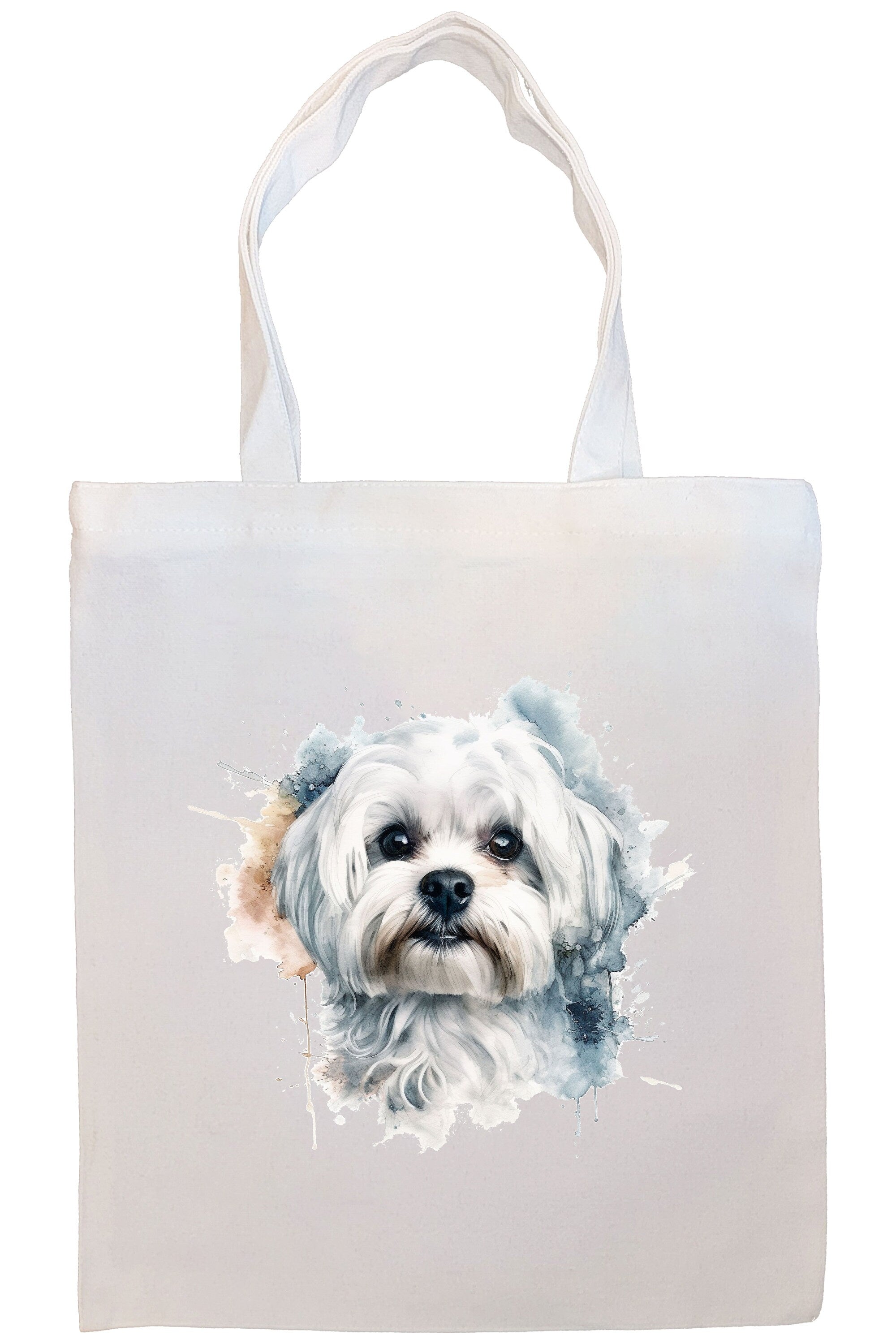 Canvas Tote Bag, Zippered With Handles & Inner Pocket, "Maltese"-3