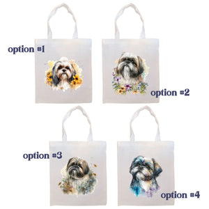 Canvas Tote Bag, Zippered With Handles & Inner Pocket, "Shih Tzu"-1