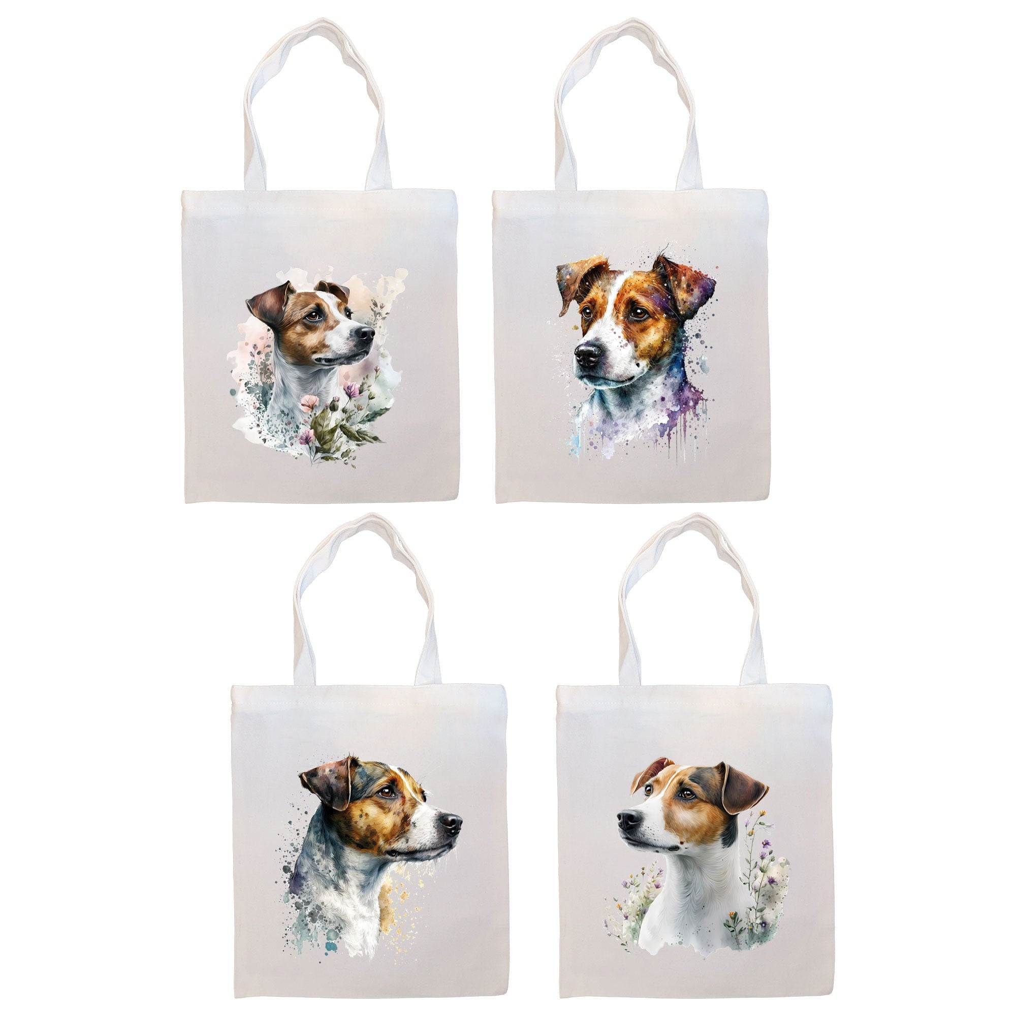 Canvas Tote Bag, Zippered With Handles & Inner Pocket, "Jack Russell Terrier"-0