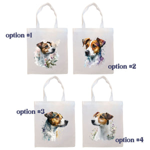 Canvas Tote Bag, Zippered With Handles & Inner Pocket, "Jack Russell Terrier"-1