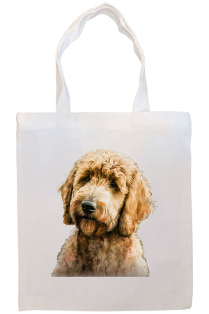 Canvas Tote Bag, Zippered With Handles & Inner Pocket, "Goldendoodle"-4