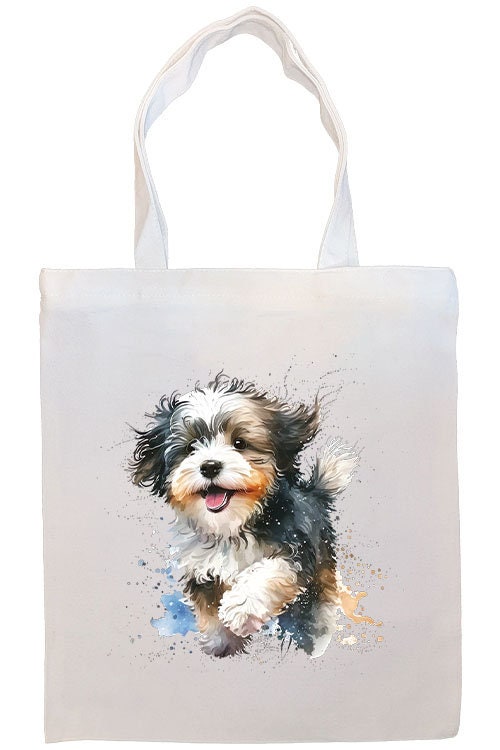 Canvas Tote Bag, Zippered With Handles & Inner Pocket, "Havanese"-3