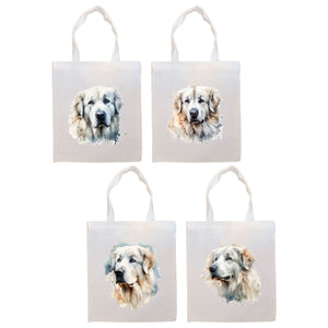 Canvas Tote Bag, Zippered With Handles & Inner Pocket, "Great Pyrenees"-0