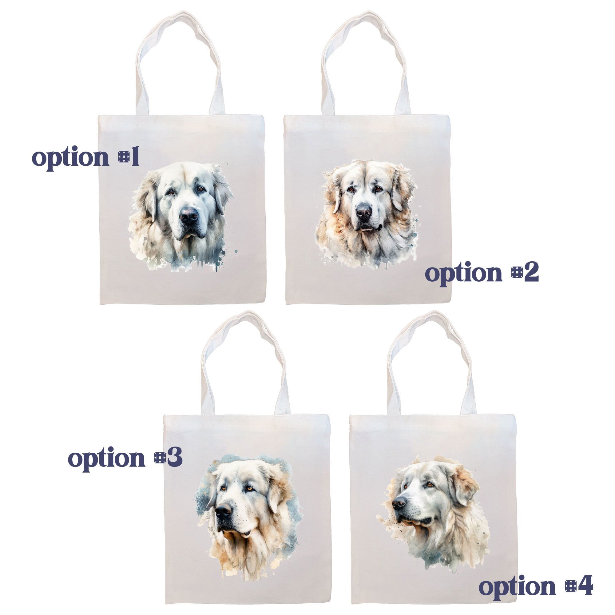 Canvas Tote Bag, Zippered With Handles & Inner Pocket, "Great Pyrenees"-1