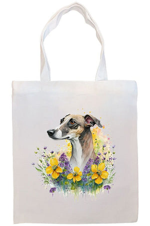 Canvas Tote Bag, Zippered With Handles & Inner Pocket, "Greyhound"-3